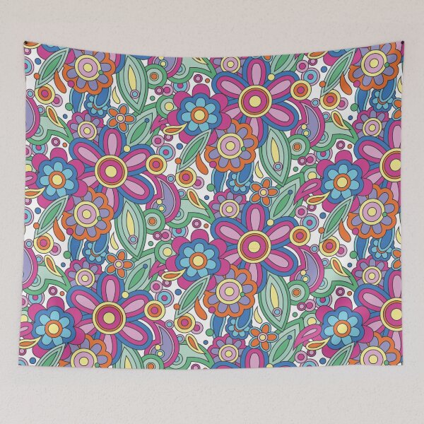 Item preview, Colorful retro floral pattern – psychedelic flower power design designed and sold by Mauswohn.