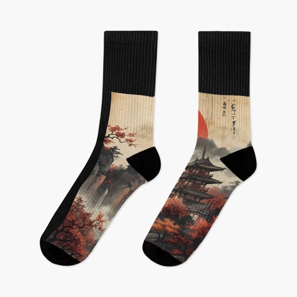 Item preview, Japanese Landscape with Pagoda and Bridge designed and sold by DeBrainstore.