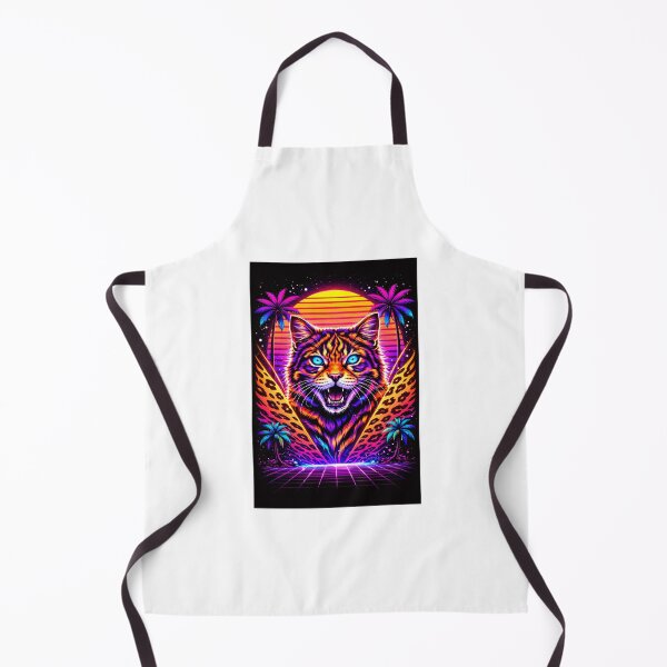 Item preview, Neon Synthwave Cat – Retro Vaporwave Tiger Cat with Palm Trees and Sunset designed and sold by Fleetwood1994.