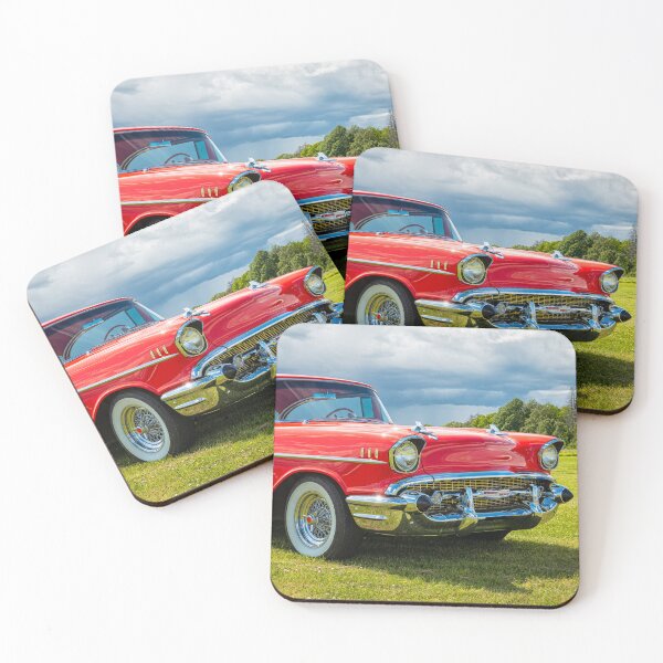 Item preview, Classic Red 1950s American Vintage Car on Green Field designed and sold by rbgart.