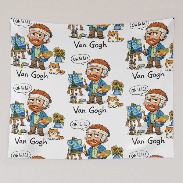 Item preview, Vincent Van Gogh Hand-Writings Cartoon Oh la La with my cat designed and sold by Arte Cartoon From TagTeam Group.