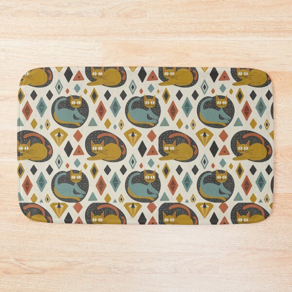 Item preview, Mid Century Modern Cat Pattern | Retro 1950s Geometric Cats | Playful Vintage Textile Design designed and sold by Tamas Das.