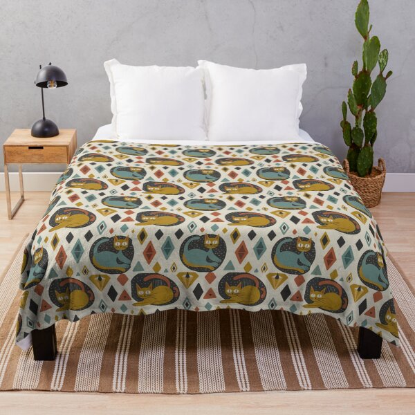 Item preview, Mid Century Modern Cat Pattern | Retro 1950s Geometric Cats | Playful Vintage Textile Design designed and sold by Tamas Das.