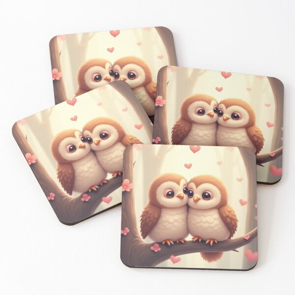 Item preview, Valentine birds cute owl art designed and sold by RedOrBlueIts4U.