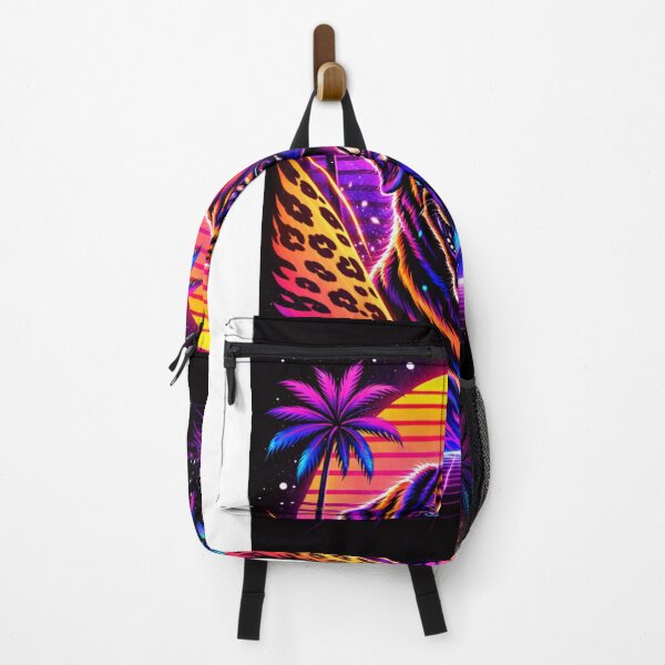 Item preview, Neon Synthwave Rottweiler – Retro Vaporwave Dog with Glowing Eyes and Palm Trees designed and sold by Fleetwood1994.