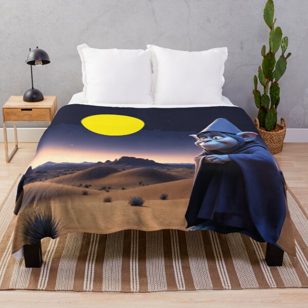 Item preview, Small desert gnome under the full moon night sky designed and sold by Mauswohn.