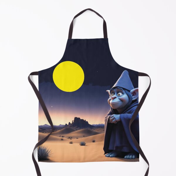 Item preview, Small desert gnome under the full moon night sky designed and sold by Mauswohn.