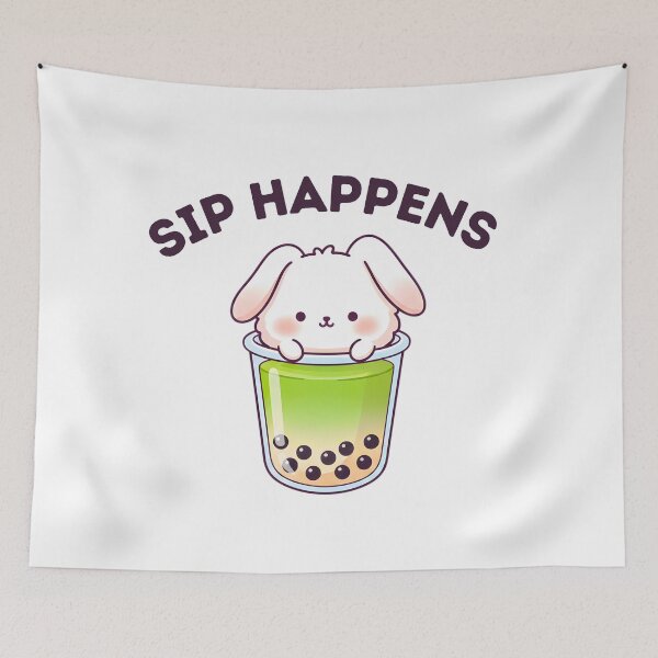 Item preview, Bubble Tea Bunny "Sip Happens"  designed and sold by AmyLeeKawaii.