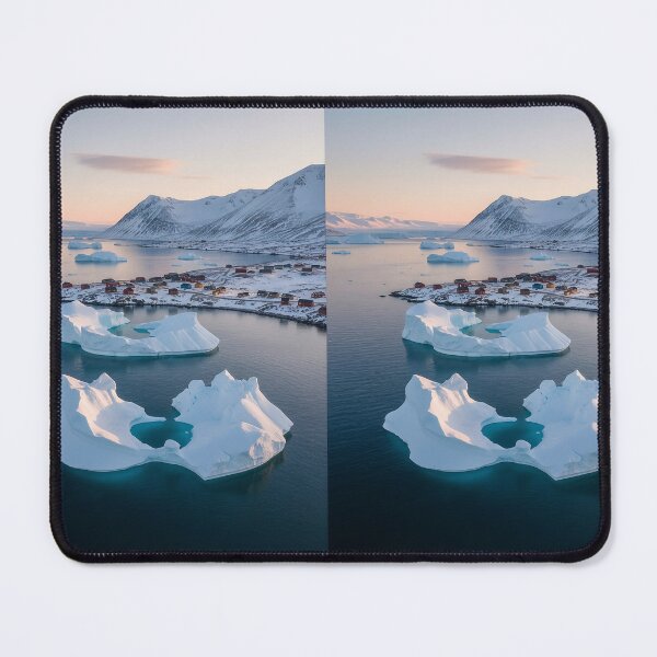 Item preview, Greenland Icebergs at Arctic Sunrise – AI Generated Polar Landscape Art designed and sold by Casa Dolce Inverno Italia .