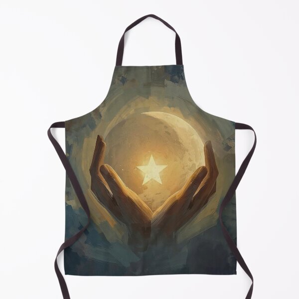 Item preview, Stellar Offering: Abstract Impasto Hands Cradling Moon and Star Celestial Art designed and sold by Cozyartsss.