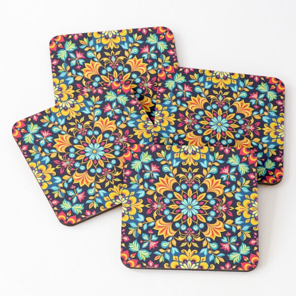 Artikelvorschau, Retro 70s Boho Mandala mit floralen Ornamenten entworfen und verkauft von pASob-dESIGN.