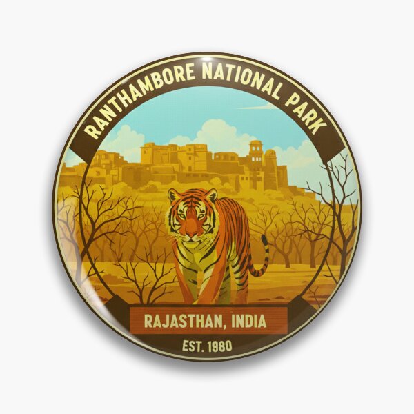 Item preview, Vintage Ranthambore National Park Rajasthan India Bengal Tiger Fort Art designed and sold by MT-Hub | Cute Aesthetic Art, Stickers & Phone Cases.