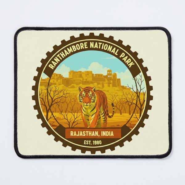 Item preview, Vintage Ranthambore National Park Rajasthan India Bengal Tiger Fort Art designed and sold by MT-Hub | Cute Aesthetic Art, Stickers & Phone Cases.