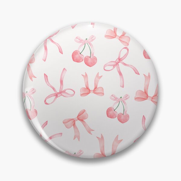Item preview, Pink Red and Cream Aesthetic Whimsical Watercolour Cherries and Bows designed and sold by CelestialEmber.
