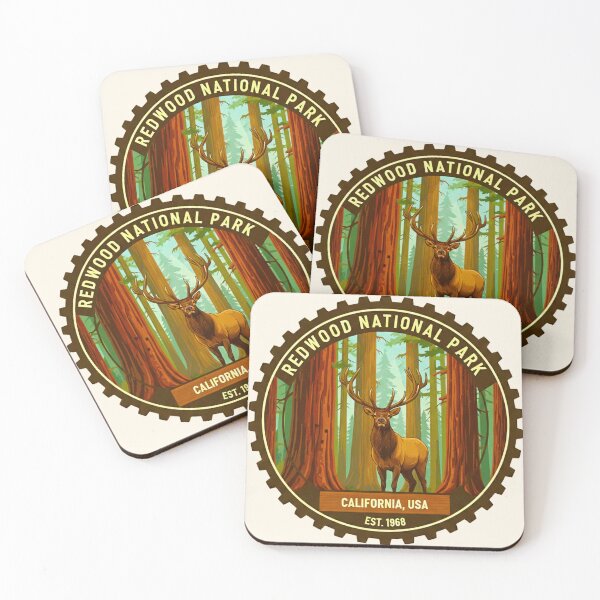 Item preview, Vintage Redwood National Park California Roosevelt Elk Forest Badge designed and sold by MT-Hub | Cute Aesthetic Art, Stickers & Phone Cases.