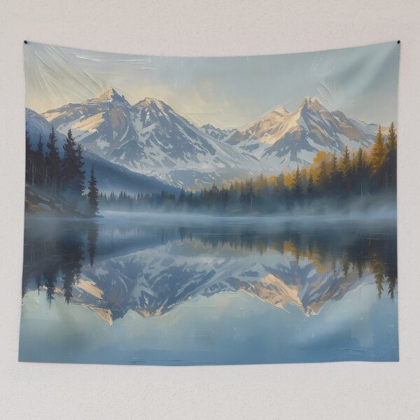 Item preview, Serene Mountain Landscape Oil Painting designed and sold by RkskArt.