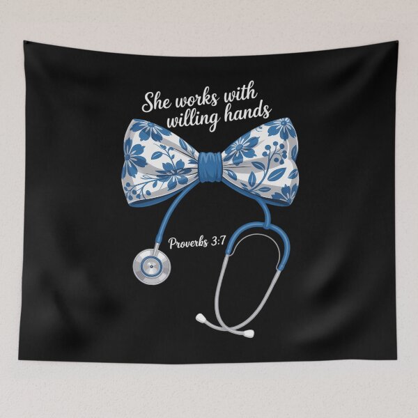 Item preview, She Works with Willing Hands Proverbs 31 13 Christian Nurse designed and sold by cosmicncozyS.