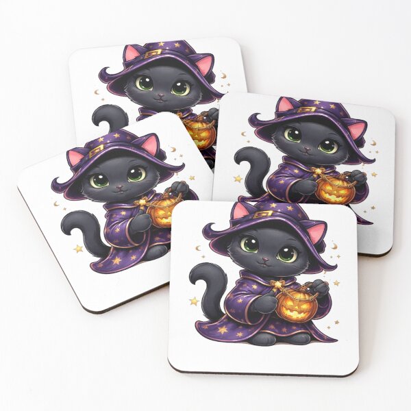 Item preview, Witch Cat With Pumpkin Lantern – Cute Halloween Magic designed and sold by the-dovlat.