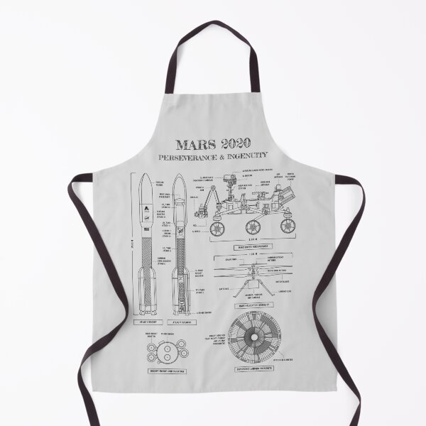 Item preview, NASA Mars 2020. Perseverance and Ingenuity (Vertical Blueprint. White Stencil-No Background) designed and sold by BGALAXY.