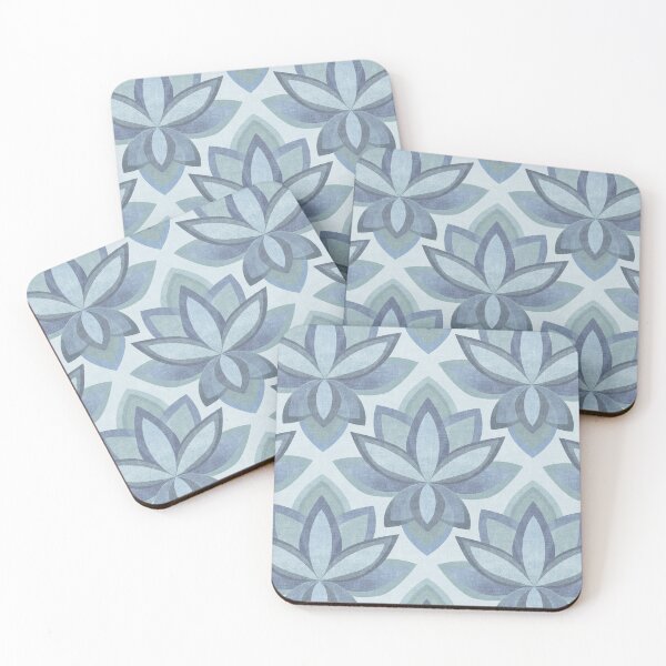 Item preview, Symmetrical Zen Abstract Textured Blue Lotus Flowers designed and sold by micklyn.