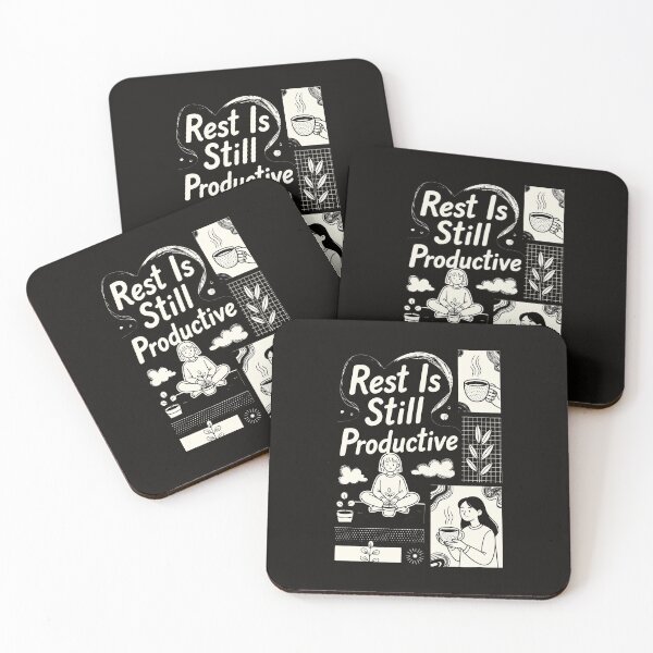 Item preview, Rest Is Still Productive Cozy Self Care Collage Art designed and sold by SplashTastic.