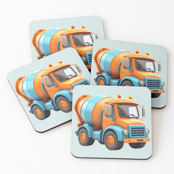 Item preview, Kawaii cement mixer for children, orange and blue designed and sold by LiskoDesign.