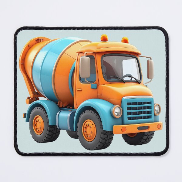 Item preview, Kawaii cement mixer for children, orange and blue designed and sold by LiskoDesign.