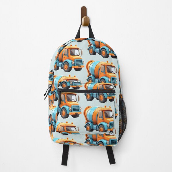 Item preview, Kawaii cement mixer for children, orange and blue designed and sold by LiskoDesign.