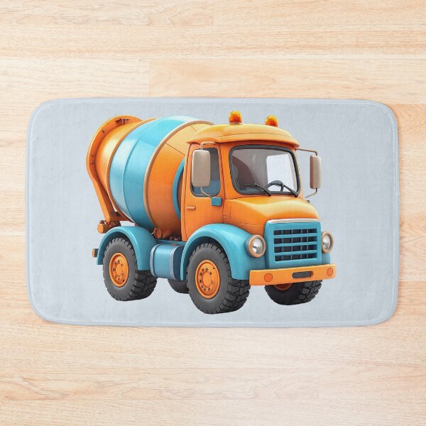 Item preview, Kawaii cement mixer for children, orange and blue designed and sold by LiskoDesign.