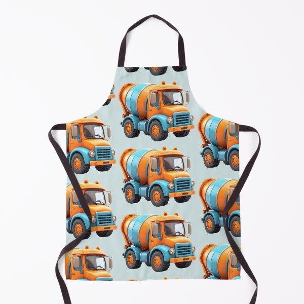 Item preview, Kawaii cement mixer for children, orange and blue designed and sold by LiskoDesign.