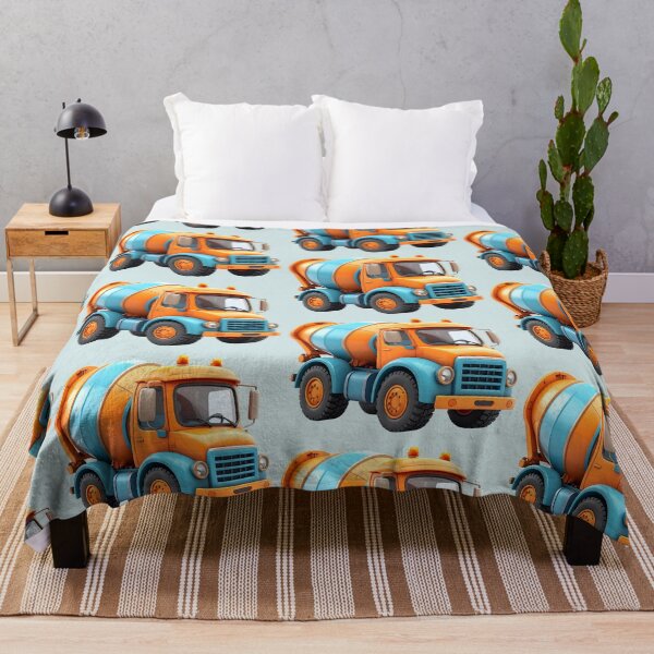 Item preview, Kawaii cement mixer for children, orange and blue designed and sold by LiskoDesign.