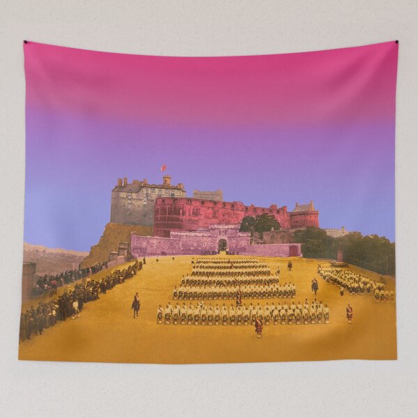 Aperçu de l'œuvre Esplanade du château d'Édimbourg – L'histoire écossaise en pop art créée et vendue par Mauswohn.