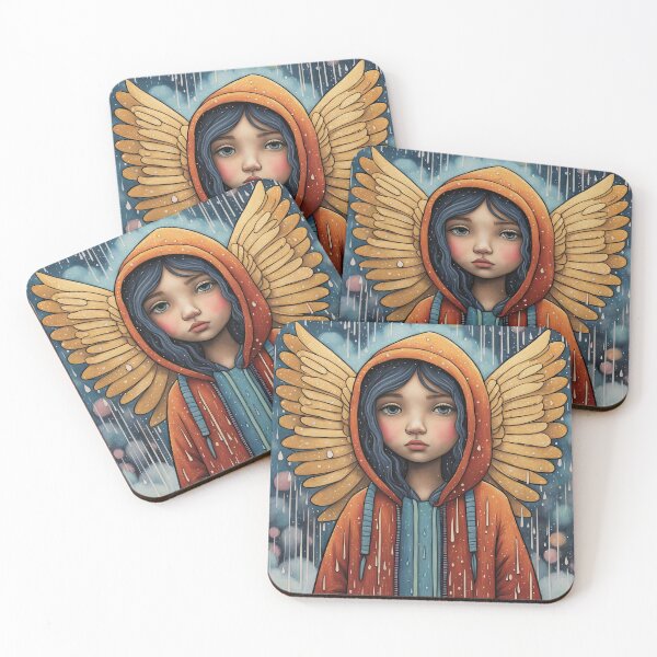 Item preview, Angel with wings wearing a hoodie in the rain designed and sold by Colin Bentham.