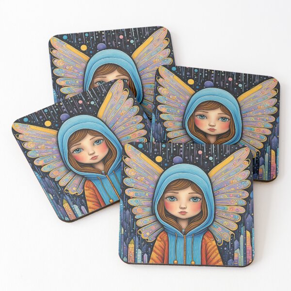 Item preview, Angel with wings wearing a hoodie in the rain designed and sold by Colin Bentham.