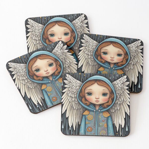 Item preview, Angel with wings wearing a hoodie in the rain designed and sold by Colin Bentham.