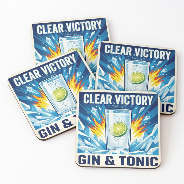 Item preview, Clear Victory - Vintage WWII Style Gin and Tonic Propaganda Poster designed and sold by Cozy-Old-Pub.