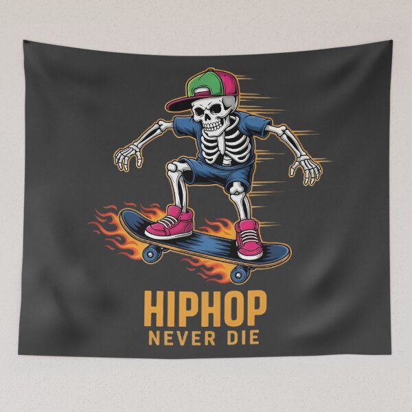 Item preview, Hip Hop Never Die Skateboarding Skeleton Street Art Design designed and sold by mitdz shop.