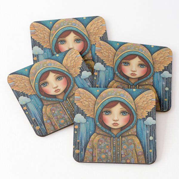 Item preview, Angel with wings wearing a hoodie in the rain designed and sold by Colin Bentham.