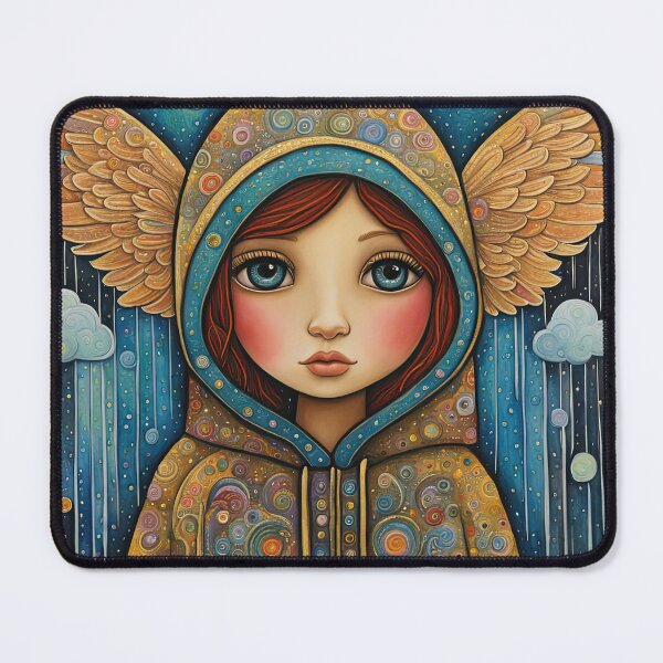 Item preview, Angel with wings wearing a hoodie in the rain designed and sold by Colin Bentham.