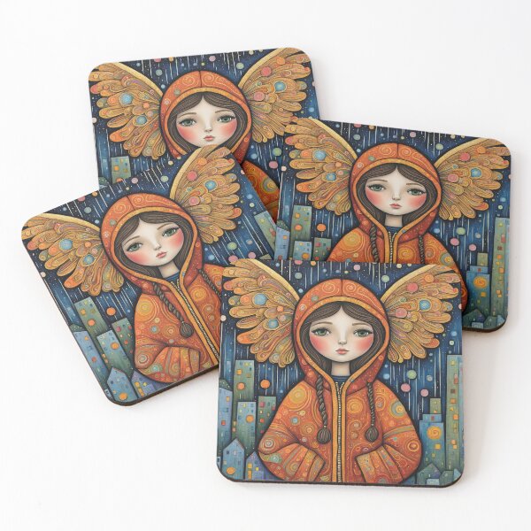 Item preview, Angel with wings wearing a hoodie in the rain designed and sold by Colin Bentham.