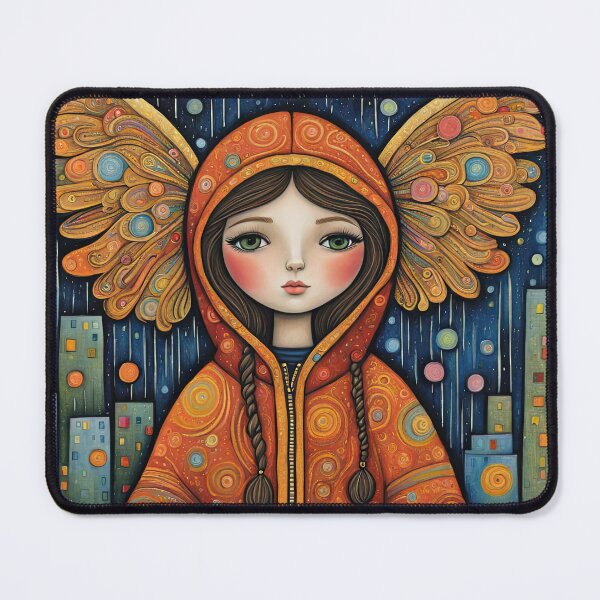 Item preview, Angel with wings wearing a hoodie in the rain designed and sold by Colin Bentham.