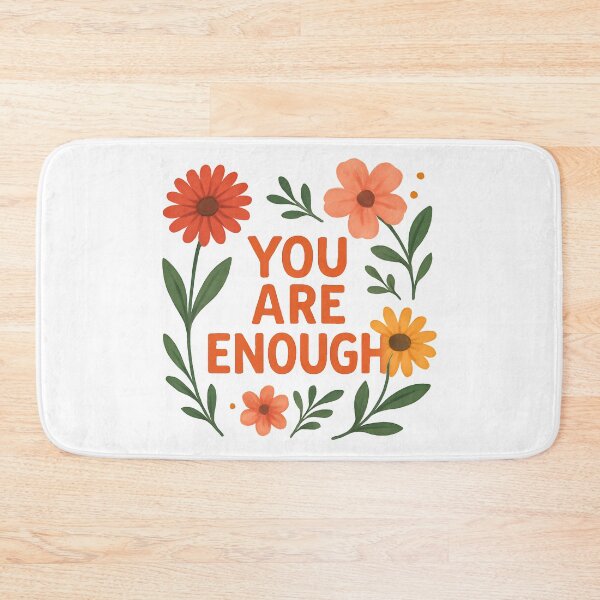 Item preview, Inspirational Floral Quote You Are Enough Positive Message. designed and sold by The-T-In-Retro.