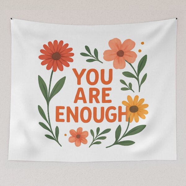 Item preview, Inspirational Floral Quote You Are Enough Positive Message. designed and sold by The-T-In-Retro.