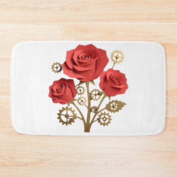 Item preview, Steampunk Paper-Cut Roses with Brass Gears- Vintage Floral Cutout Art designed and sold by Marcu Ioachim.