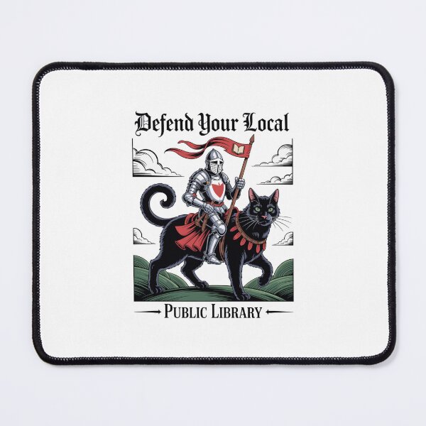 Item preview, Defend Local Public Library Cat Knight designed and sold by ajifujpost.