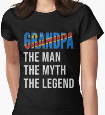 Congolese Grandpa The Man The Myth The Legend, Gift For Congolese Granddad From Democratic Republic Of Congo - Democratic Republic Of Congo Flag in Grandpa Women's Fitted T-Shirt