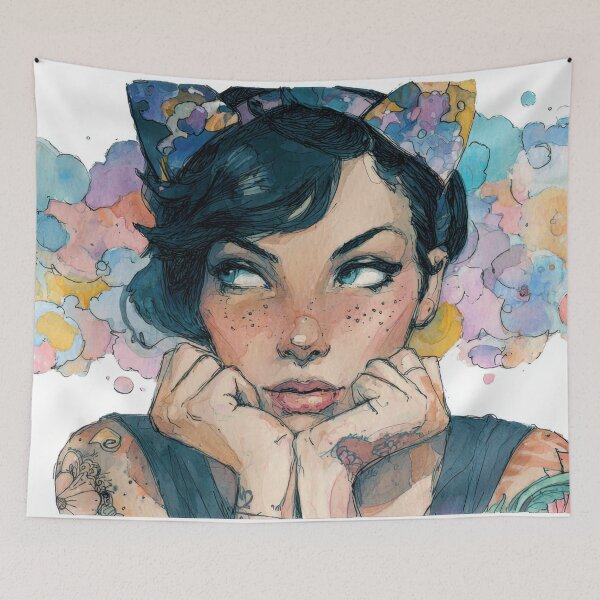 Item preview, Young woman thinks deeply about life designed and sold by anytka.