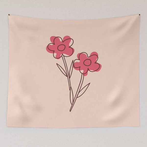 Item preview, Simple Pink Floral Line Art Illustration designed and sold by madunahms.