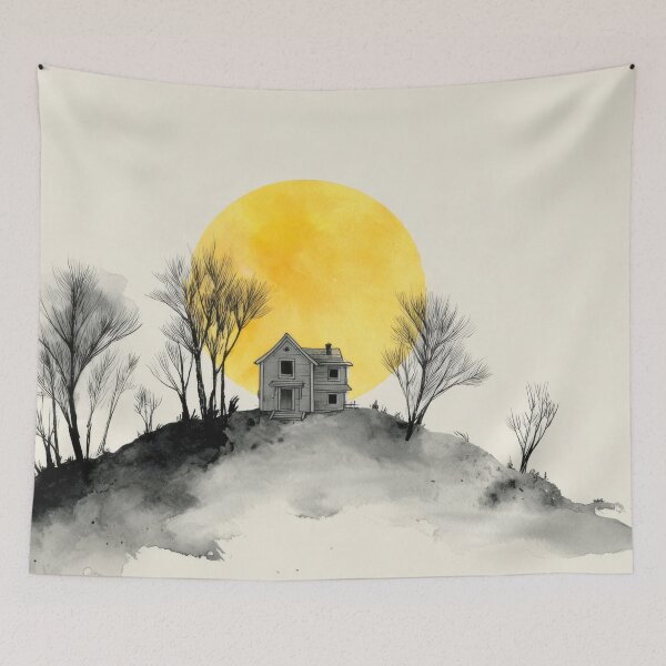 Item preview, House on a hill with a setting sun designed and sold by anytka.