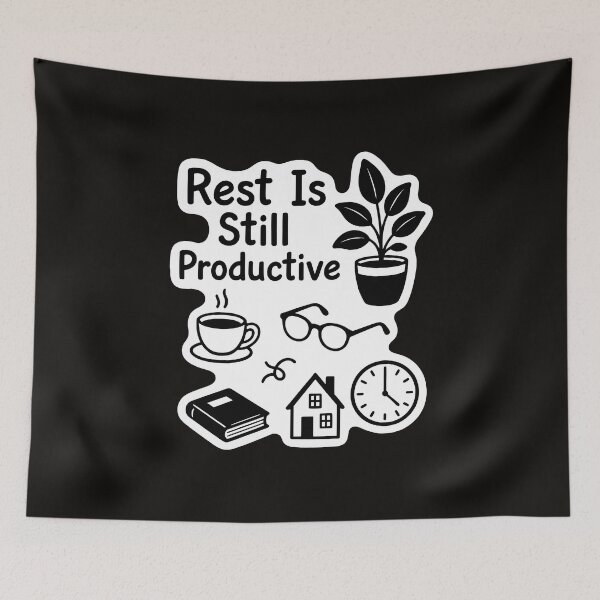 Item preview, Rest Is Still Productive Cozy Home Life Minimalist Line Art designed and sold by SplashTastic.